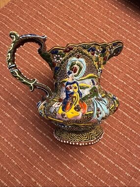 Japanese Satsuma Style Multicolor Decorative Pottery Pitcher